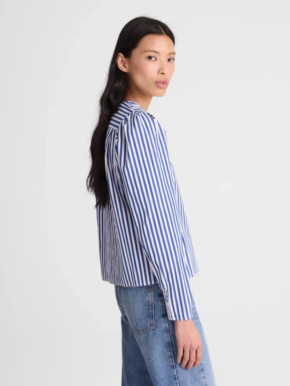 BNWT NEW Women's Madewell Stacked-Button V-Neck Striped Shirt in Poplin X-LARGE!